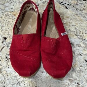 Toms Red Canvas Slip-On Flats
